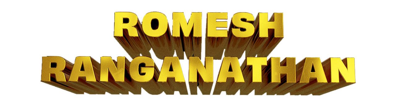 Golden text saying Romesh Ranganathan
